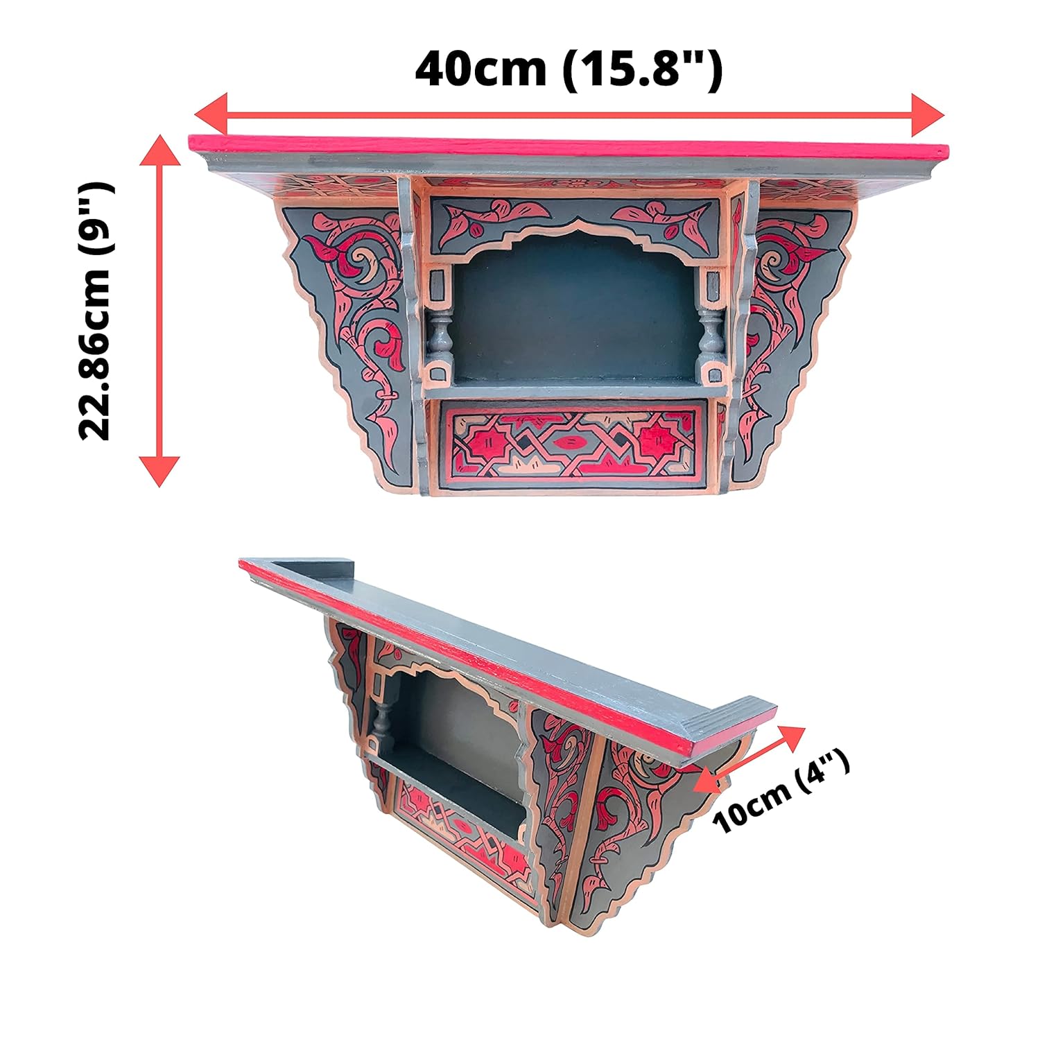 Moroccan Hand Painted Floating Shelf